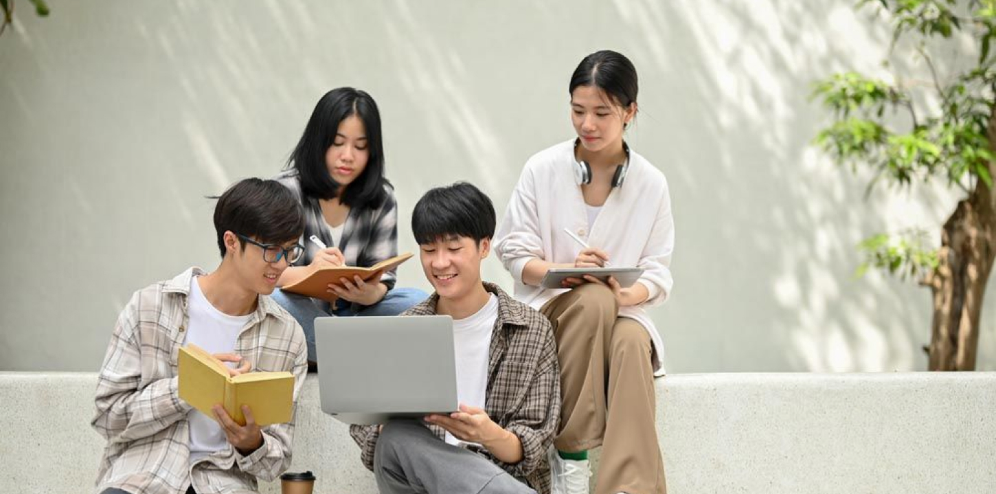 Students studying together at Vision College